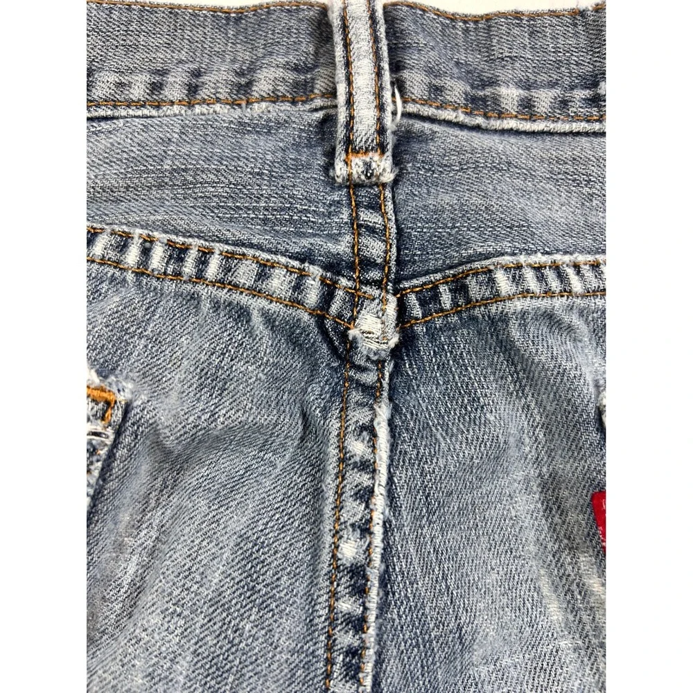 Levis 505 Regular Fit Jeans Mens 36 Medium Wash Distressed Raw Hem